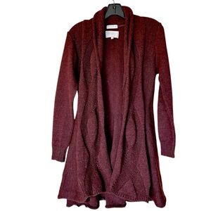 Peregrine Made in England Brown Wool Knit Waterfall Cardigan Sweater Sz Small